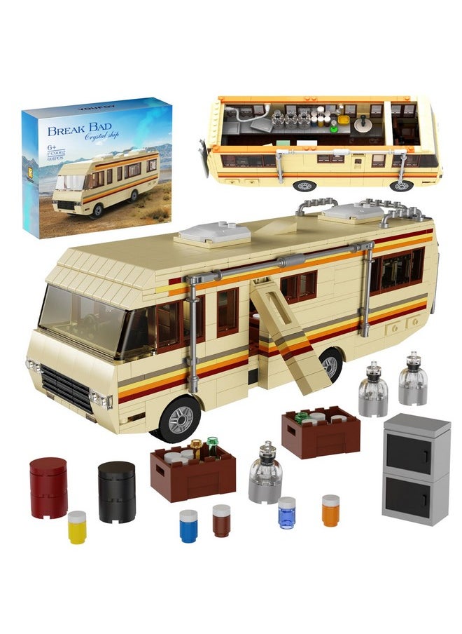 Breaking Bad Rv Car Building Set, Car Model Building Blocks Toys For Adult, Breaking Bad The Krystal Ship, Creative Camper Van Building Block Merchandise For Fans And Kids Ages 6-12(691 Pcs)