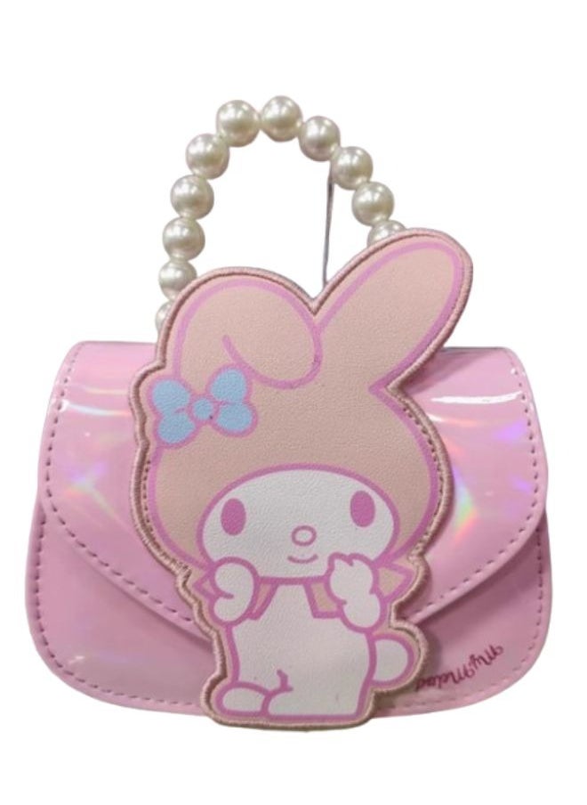 Adorable Melody Pearl Handle Purse, Pink Holographic Mini Handbag