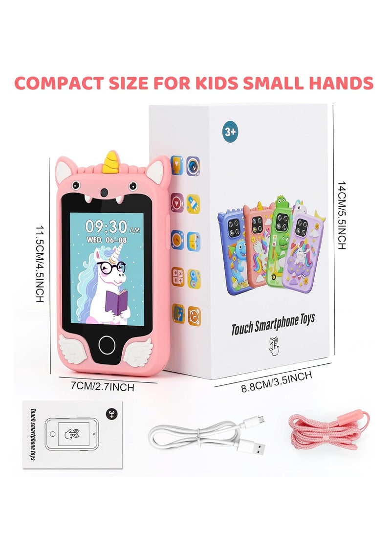 Kids Smart Phone for Girls, Dual Camera Unicorn Kids Phone Toy with Games, Music Player, Toddler Cell Phone Kids Learning Play Toy for 3-12 Years Old Boys Girls, Christmas Birthday With 8G Card (Purple)
