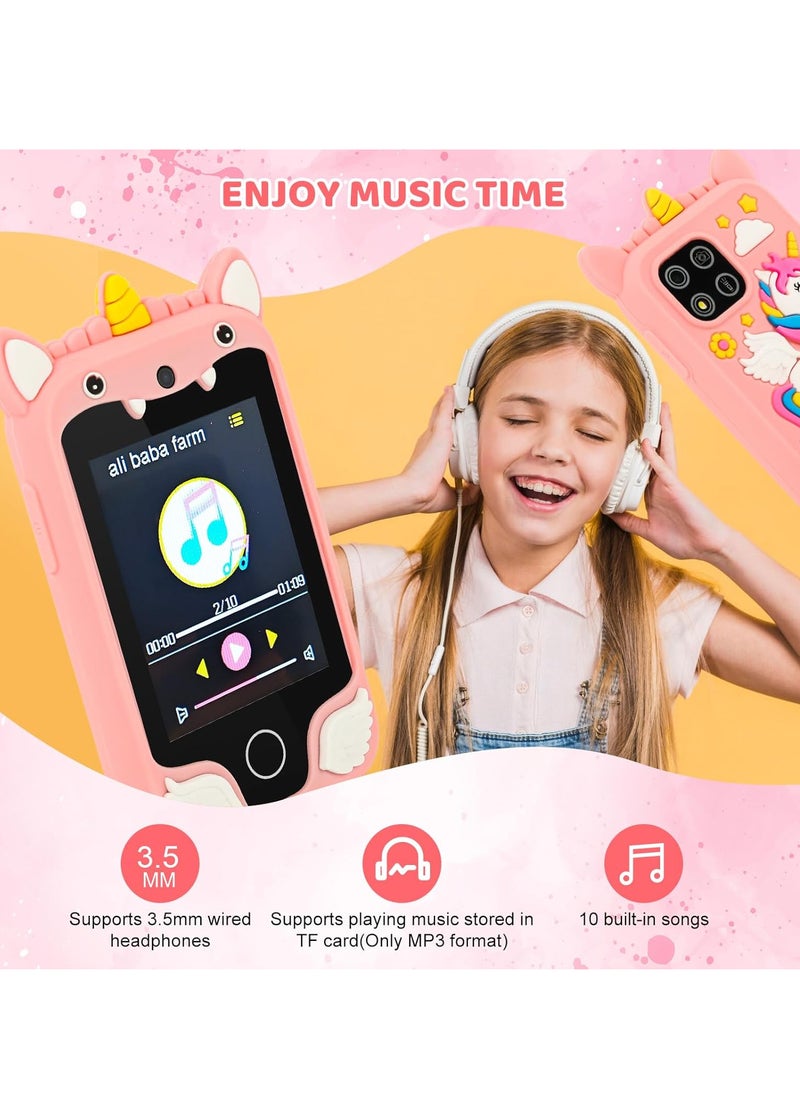 Kids Smart Phone for Girls, Dual Camera Unicorn Kids Phone Toy with Games, Music Player, Toddler Cell Phone Kids Learning Play Toy for 3-12 Years Old Boys Girls, Christmas Birthday With 8G Card (Purple)