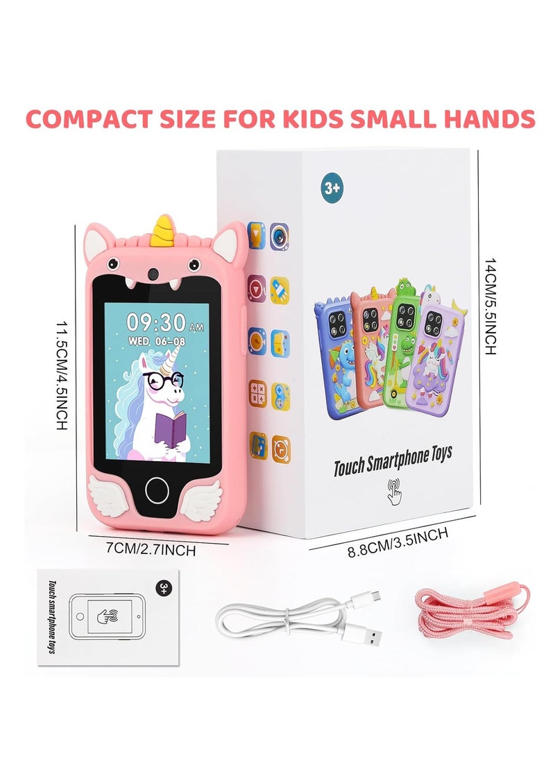 Kids Smart Phone for Girls, Dual Camera Unicorn Kids Phone Toy with Games, Music Player, Toddler Cell Phone Kids Learning Play Toy for 3-12 Years Old Boys Girls, Christmas Birthday With 8G Card (Purple)