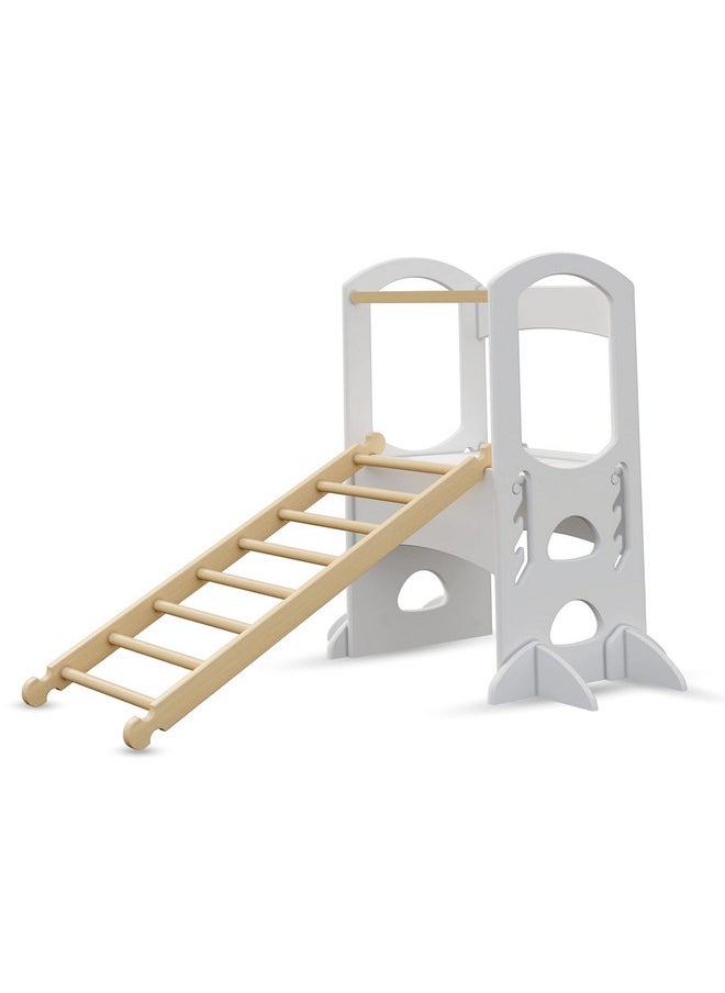 Little Partners Kids Climbing Ladder - Wooden Activity Climbing, in-House Play Structure for Toddlers (Perfect add-on for Learn N Climb Triangle and Learning Tower) (Natural)