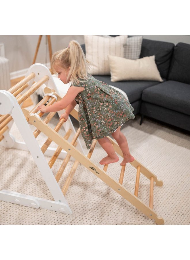 Little Partners Kids Climbing Ladder - Wooden Activity Climbing, in-House Play Structure for Toddlers (Perfect add-on for Learn N Climb Triangle and Learning Tower) (Natural)