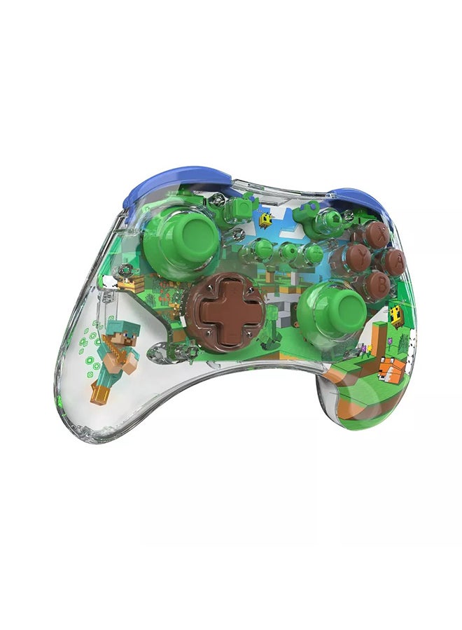 REALMz Wireless Nintendo Switch Pro Controller, Customizable LED, 40 Hour Rechargeable Battery Power,Officially Licensed by Nintendo: Minecraft Steve -Forest Biome