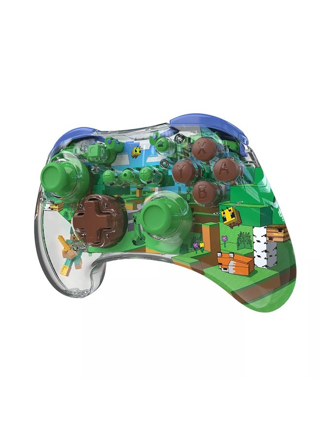 REALMz Wireless Nintendo Switch Pro Controller, Customizable LED, 40 Hour Rechargeable Battery Power,Officially Licensed by Nintendo: Minecraft Steve -Forest Biome