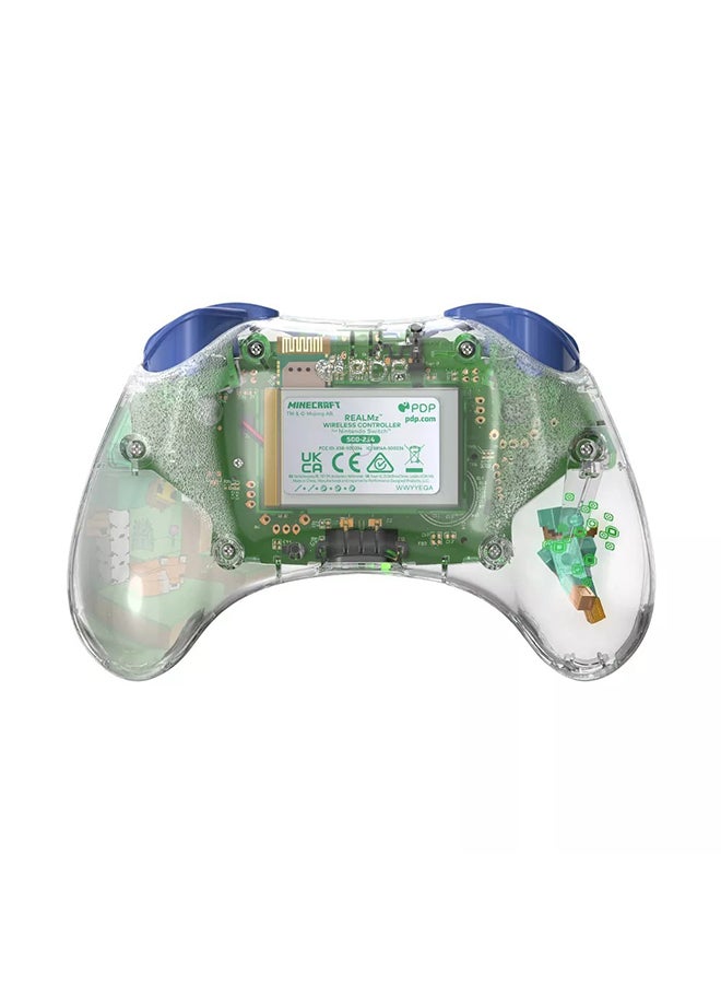 REALMz Wireless Nintendo Switch Pro Controller, Customizable LED, 40 Hour Rechargeable Battery Power,Officially Licensed by Nintendo: Minecraft Steve -Forest Biome