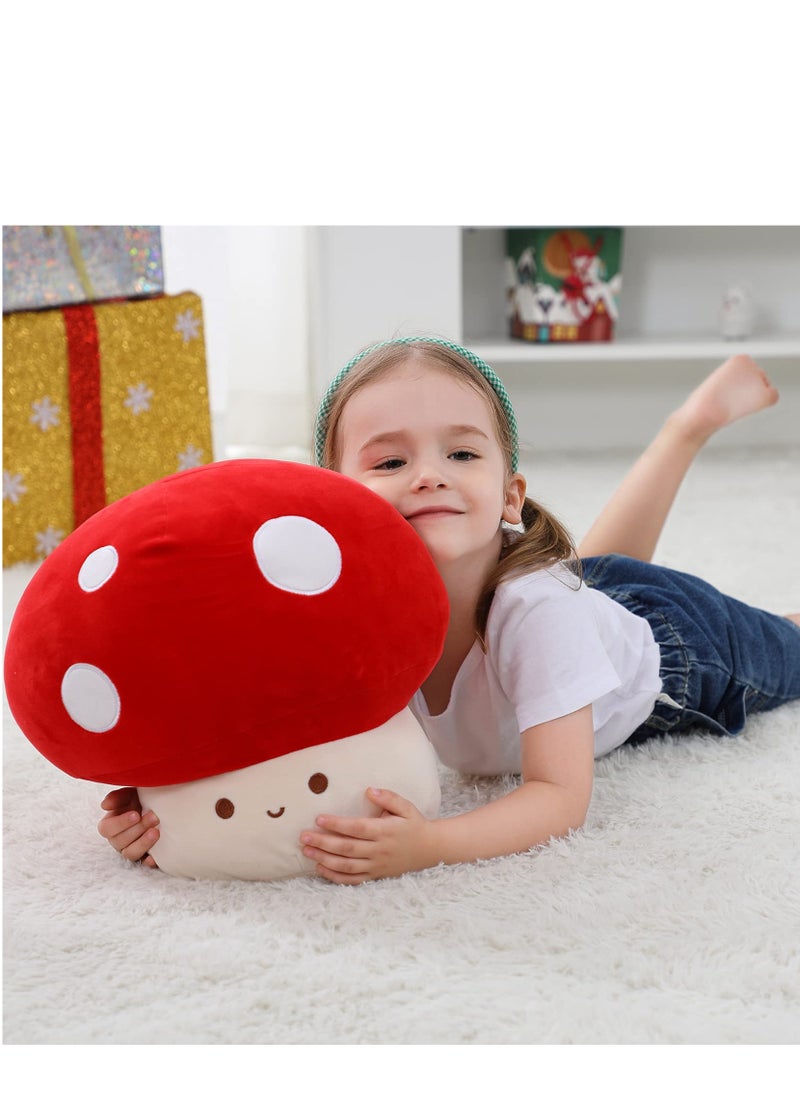 Mushroom Plush Toy for Beds and Sofas, Cute Kawaii Squishy Doll Stuffed Hugging Pillows Gift for Girls Kids Women Decor , Plushie Toys for Kids Home Decor  (Red,9inch)