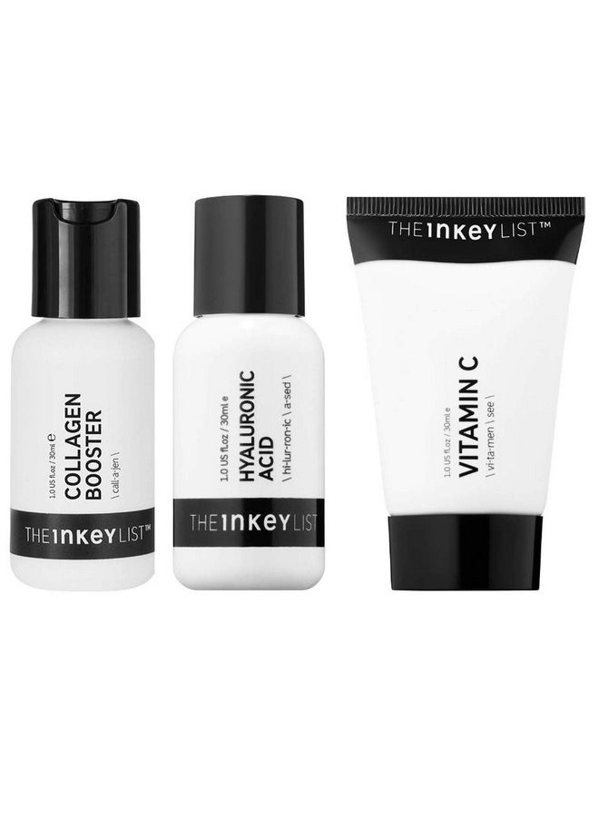 The Inkey List Anti Aging Treatment Set! Collagen Serum, Hyaluronic Acid Serum And Vitamin C Cream! Helps The Skin Hydrates, Firms And Reduces Fine Lines & Wrinkles! Cruelty Free And Paraben Free!