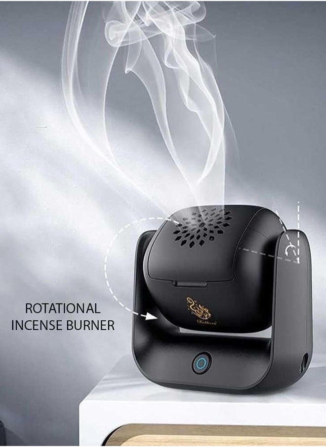 Rotating Electric Incense Burner with 90° Adjustable Angle, LED Indicator, 700°C High-Temperature Heating, 1500mAh Rechargeable Battery, and Type-C Fast Charging, Perfect for Bukhoor, Home, Office, and Car