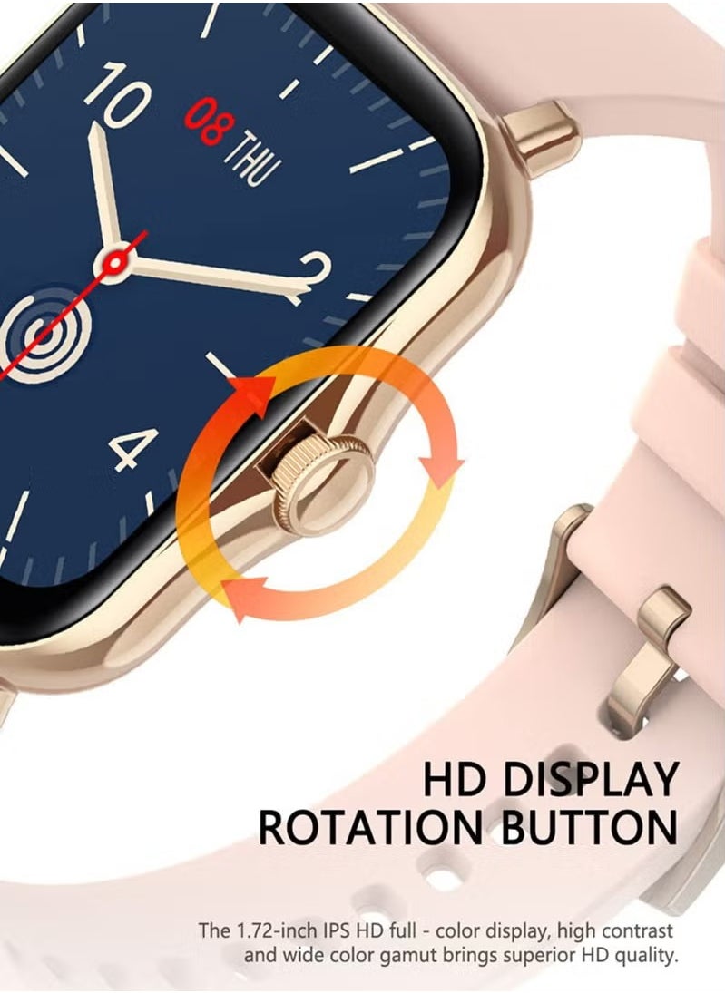 7 in 1 Ultra Watch Series 9 Smart Watch for Women and Golden Mechanical Watch with Silicon Band and 1 Golden Bracelet and 1 Pendant and 1 pair of Stud Earrings and ring