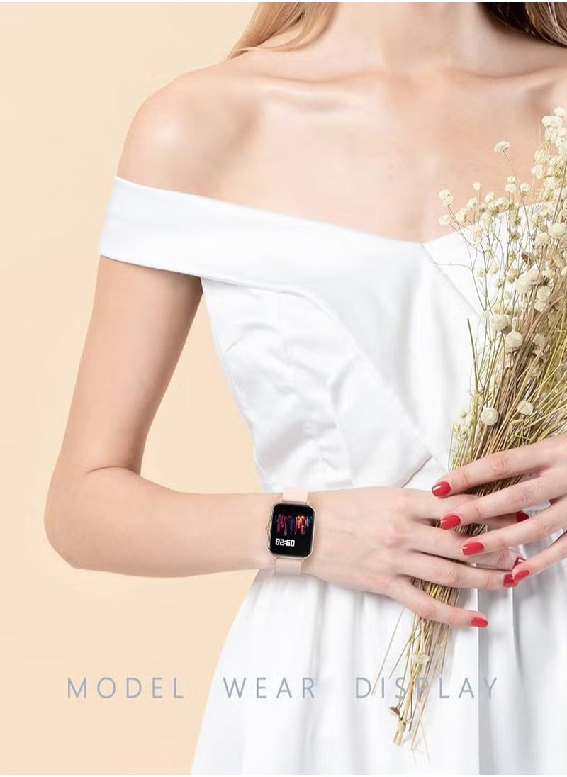 7 in 1 Ultra Watch Series 9 Smart Watch for Women and Golden Mechanical Watch with Silicon Band and 1 Golden Bracelet and 1 Pendant and 1 pair of Stud Earrings and ring