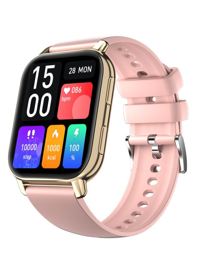 Korean Brand P5S Smart Watch,Business Smartwatch,Waterproof Fitness Watch, Bluetooth Calling,Smart watch for Men, Zinc Alloy Vacuum Plating, Heart Rate Monitoring,Smart watch for women Gold dial + pink strap