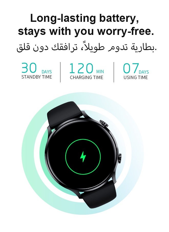 Korean Brand Smart Watch Y5，Business Smartwatch, Waterproof Fitness Watch, Bluetooth Calling, Compatible with Android and iOS,Smartwatch For Men, Zinc Alloy Vacuum Plating, Heart Rate Monitoring，Black