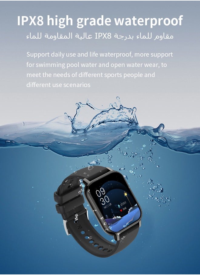Korean Brand P5S Smart Watch,Business Smartwatch,Waterproof Fitness Watch, Bluetooth Calling,Smart watch for Men, Zinc Alloy Vacuum Plating, Heart Rate Monitoring,Smart watch for women,Kids Smart Watch, Black