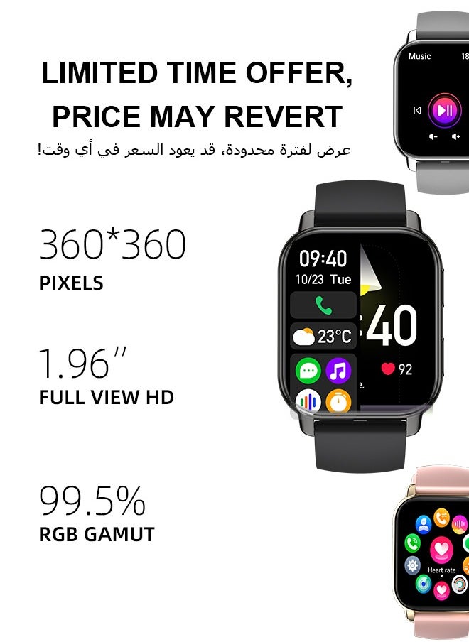 Korean Brand P5S Smart Watch,Business Smartwatch,Waterproof Fitness Watch, Bluetooth Calling,Smart watch for Men, Zinc Alloy Vacuum Plating, Heart Rate Monitoring,Smart watch for women,Kids Smart Watch, Black
