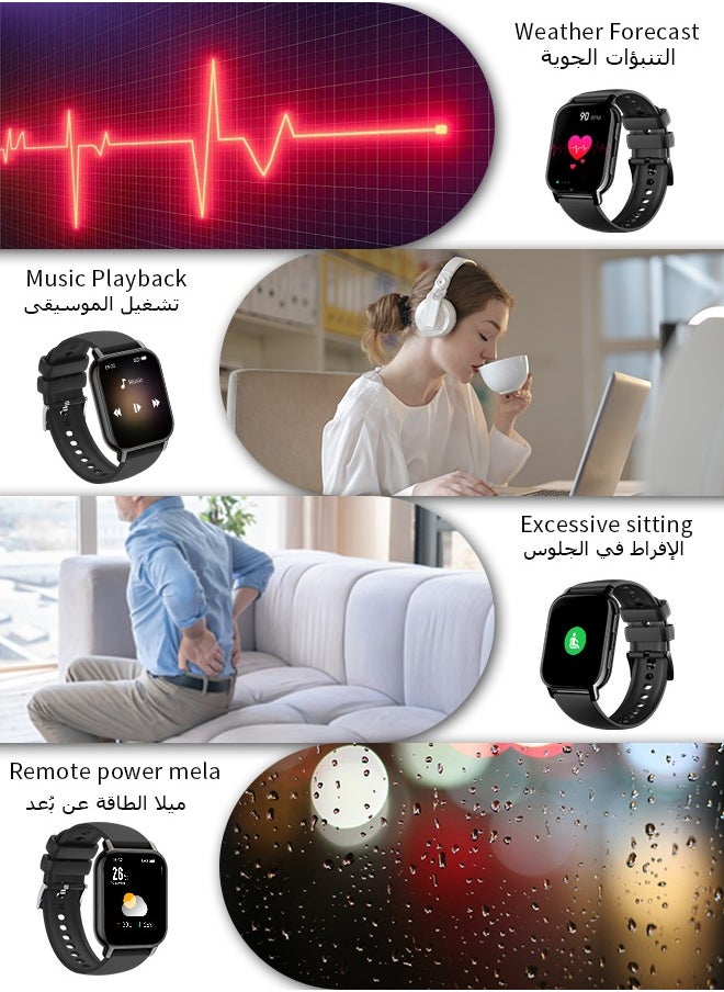 Korean Brand P5S Smart Watch,Business Smartwatch,Waterproof Fitness Watch, Bluetooth Calling,Smart watch for Men, Zinc Alloy Vacuum Plating, Heart Rate Monitoring,Smart watch for women,Kids Smart Watch, Black