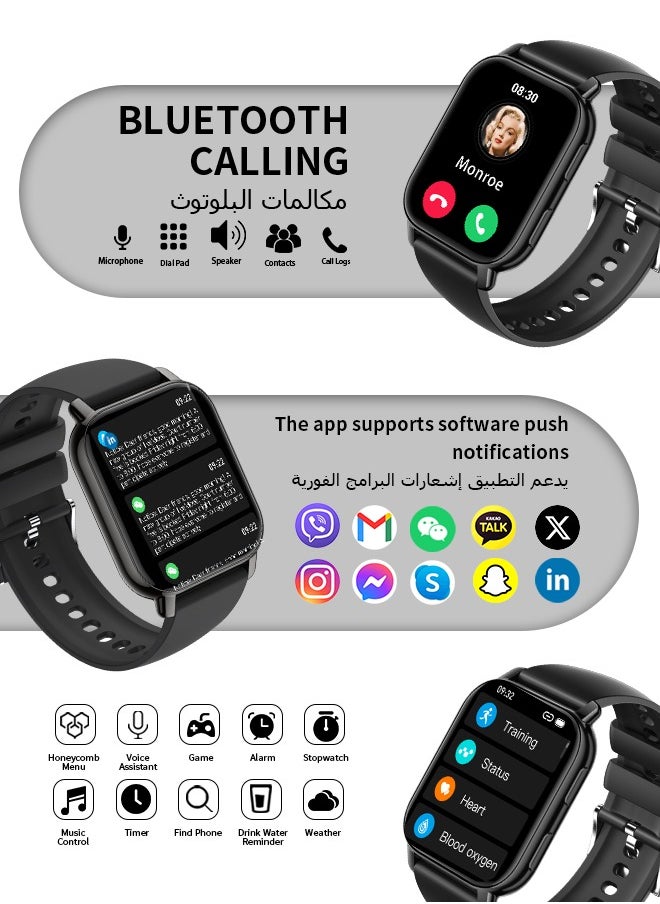 Korean Brand P5S Smart Watch,Business Smartwatch,Waterproof Fitness Watch, Bluetooth Calling,Smart watch for Men, Zinc Alloy Vacuum Plating, Heart Rate Monitoring,Smart watch for women,Kids Smart Watch, Black