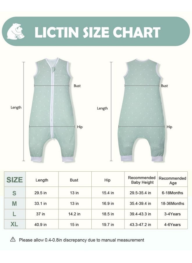 Lictin Toddler Sleep Sacks 0.5Tog - Toddler Wearable Blanket with Legs, 100% Cotton 2-Way Zipper Sleeveless Sleep Sack for Boys and Girls 4-6 Years Old