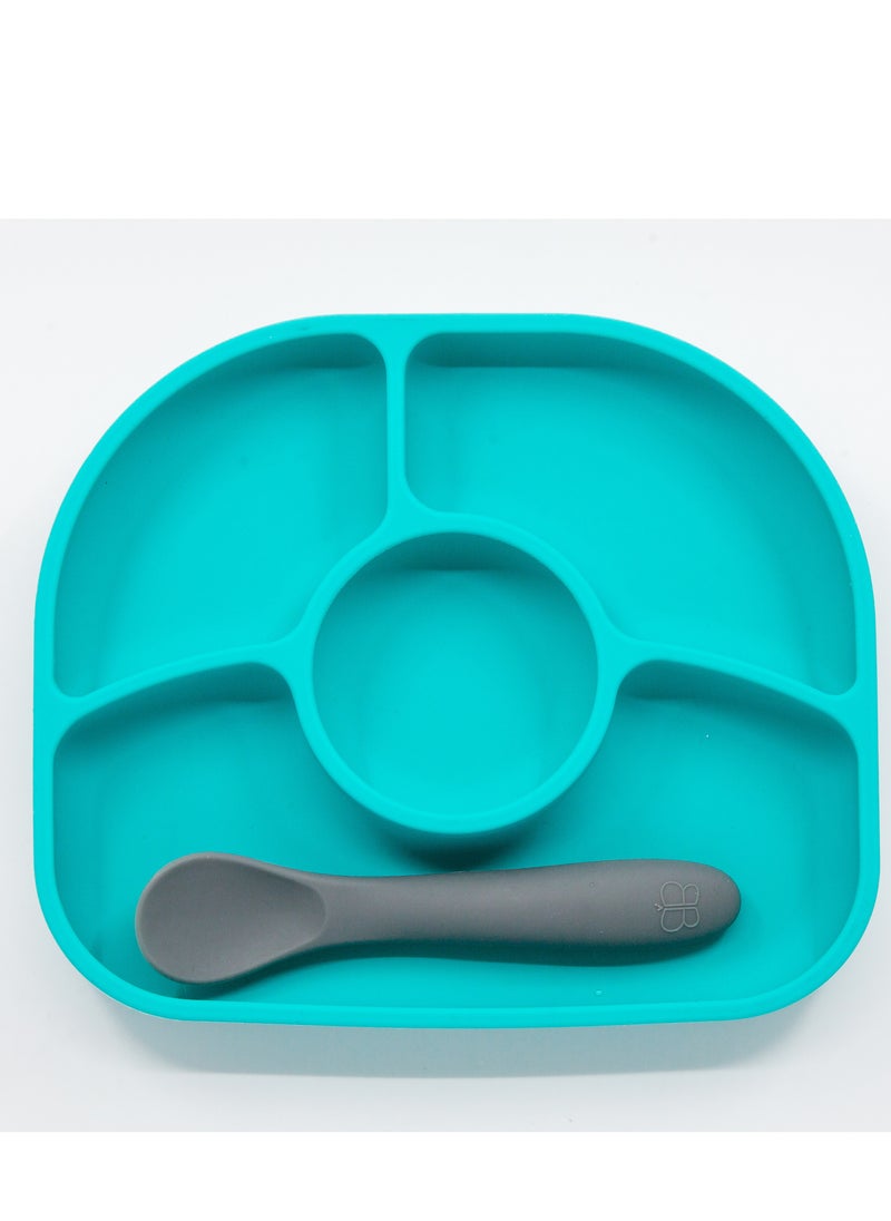 Yümi Anti-Spill Silicone Suction Plate & Spoon Set – BPA-Free, Baby & Toddler Feeding Dish – Microwave & Dishwasher Safe