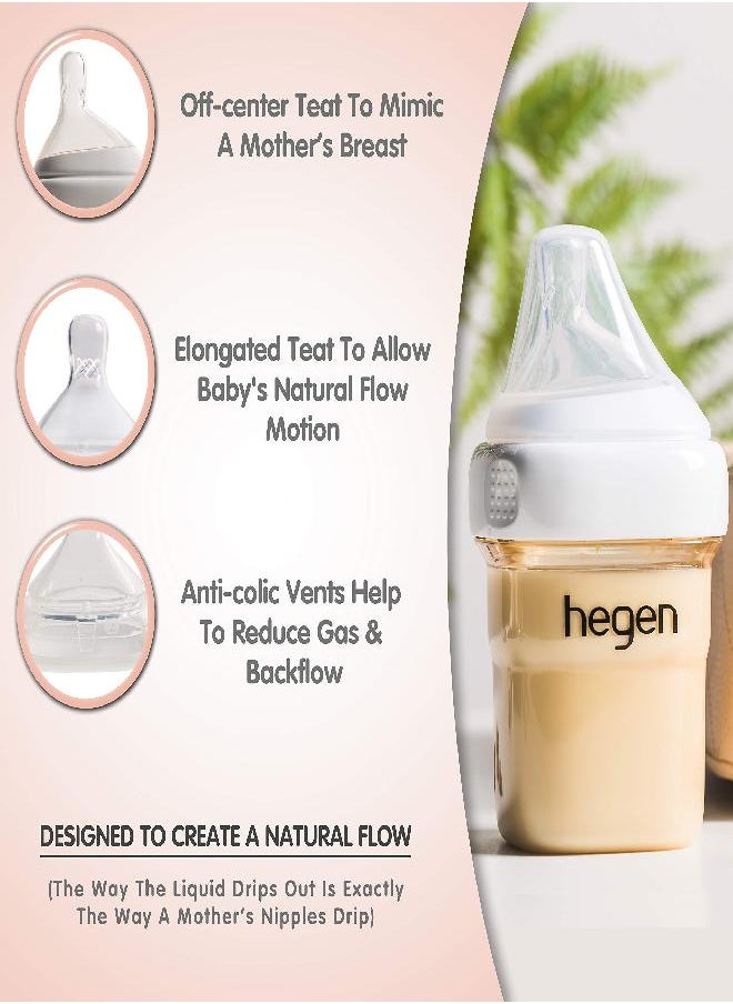 Hegen Baby Bottles- Anti Colic Baby Bottles Wide Neck- Breastfeeding System 11 oz with Fast Flow Teats (2 Pack)