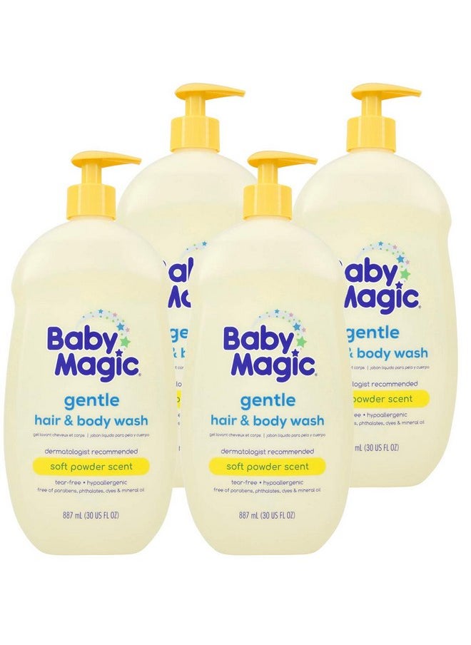 Baby Magic Gentle Hair & Body Wash, Soft powder scent, 30 Fl Oz, Pack of 4, With nourishing Calendula and Coconut Oil