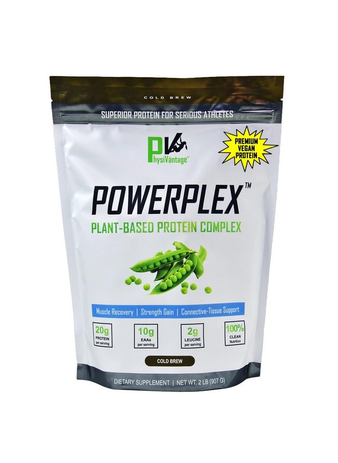 Physivantage Powerplex Vegan Protein Powder + Collagen Alternative Organic Pea & Rice Protein Complex W/Monk Fruit Sweetener | 2.0Lb Bag (Cold Brew - Mocha Flavor)