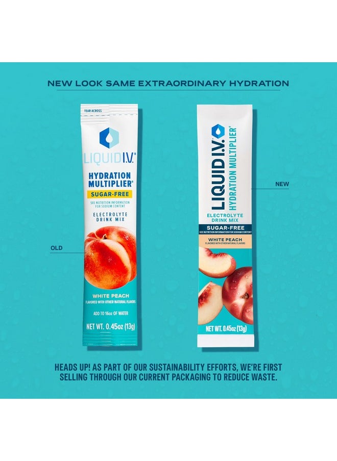 Liquid I.V.® Hydration Multiplier Sugar-Free - White Peach | Electrolyte Powder Drink Mix | 3 Pack (42 Servings)