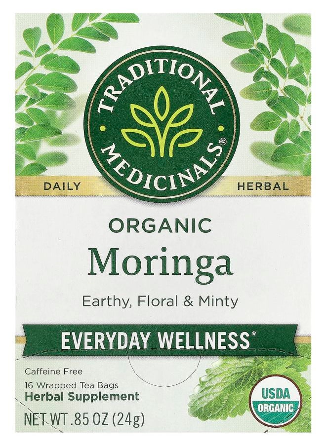 Organic Moringa Caffeine Free 16 Wrapped Tea Bags 0.85 oz (24 g)