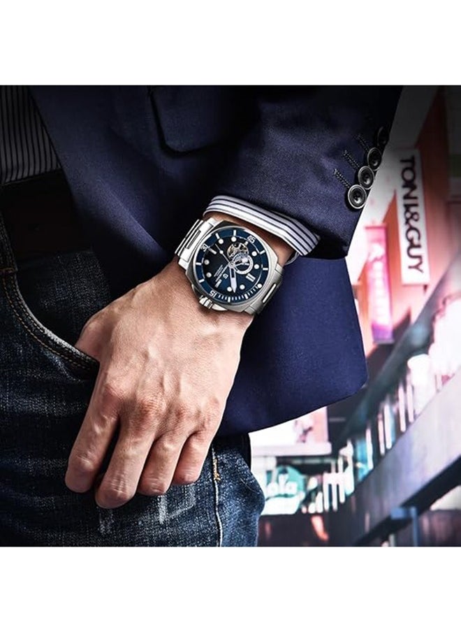PD1736 Men's Automatic Watches Tourbillon Fashion Mens Mechanical Wristwatches Analog Digital Dial Casual Stainless Steel Bracelet