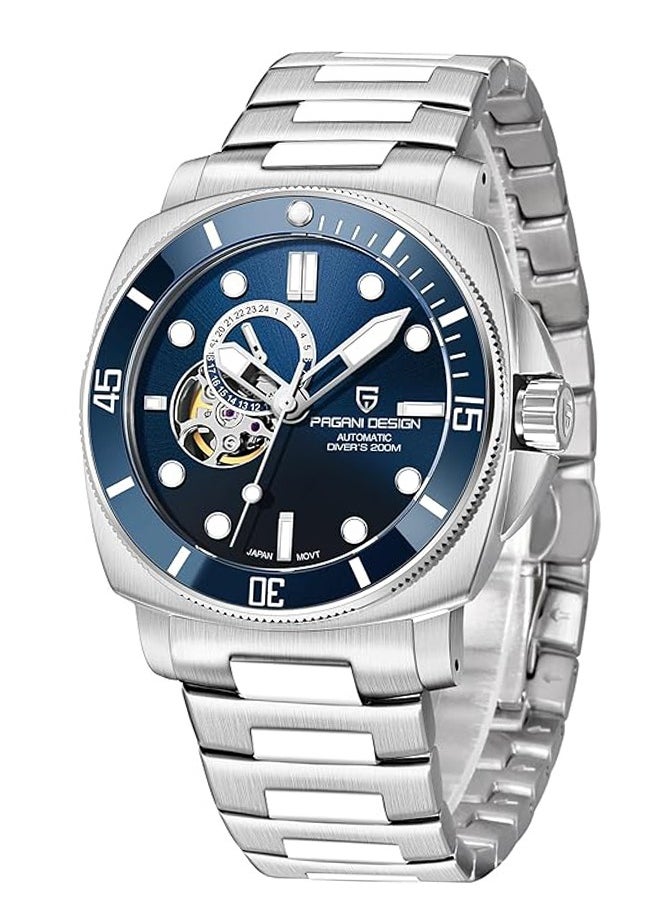 PD1736 Men's Automatic Watches Tourbillon Fashion Mens Mechanical Wristwatches Analog Digital Dial Casual Stainless Steel  Bracelet