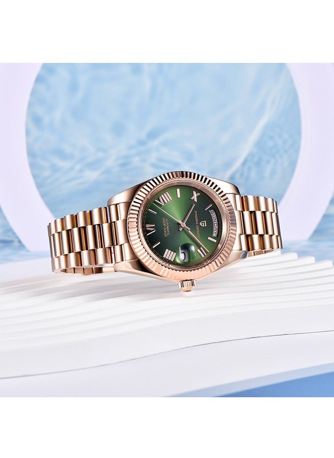 Men’s Luxury Automatic Watches,Stainless Steel Sapphire Glass 100M Waterproof Mechanical Wristwatch ST16 Japanese Movement Business Watch Gift for Men