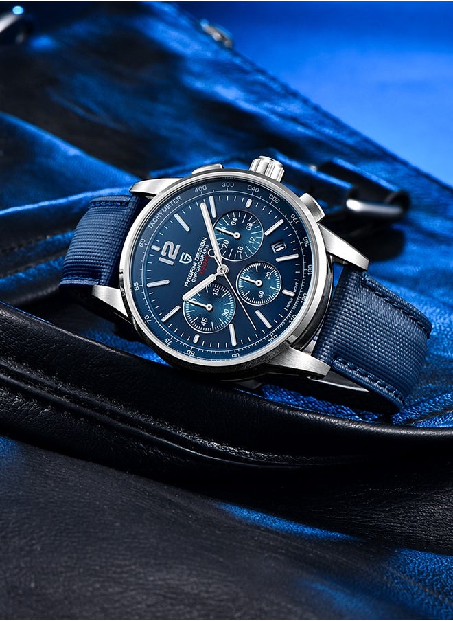 Watches for Men, Chronograph, VK63 Japanese Quartz Movement, Carbon Fiber Bracelet, Water Resistant to 100M, Sapphire Glass Sports Watch for Men