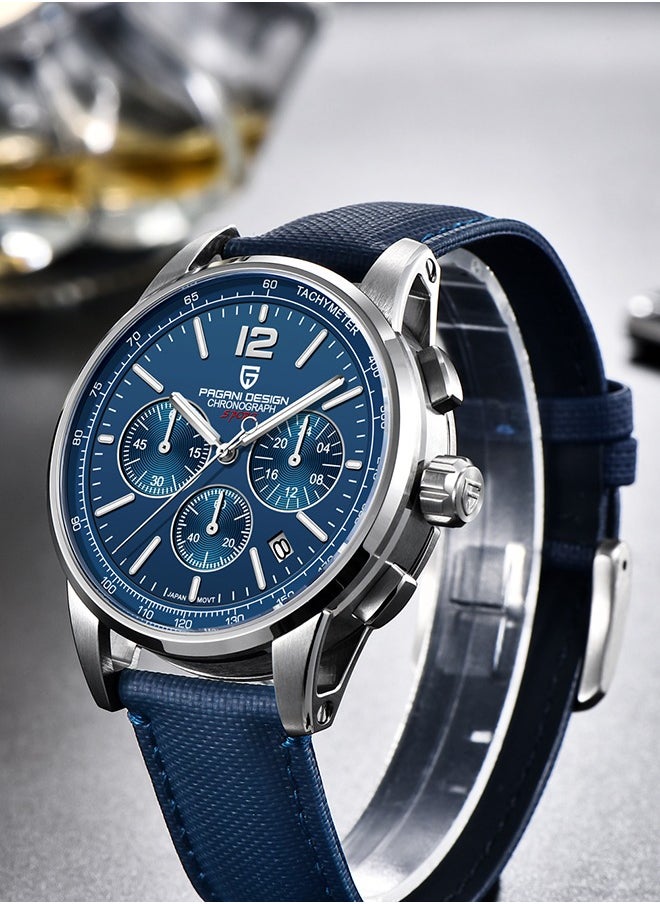 Watches for Men, Chronograph, VK63 Japanese Quartz Movement, Carbon Fiber Bracelet, Water Resistant to 100M, Sapphire Glass Sports Watch for Men