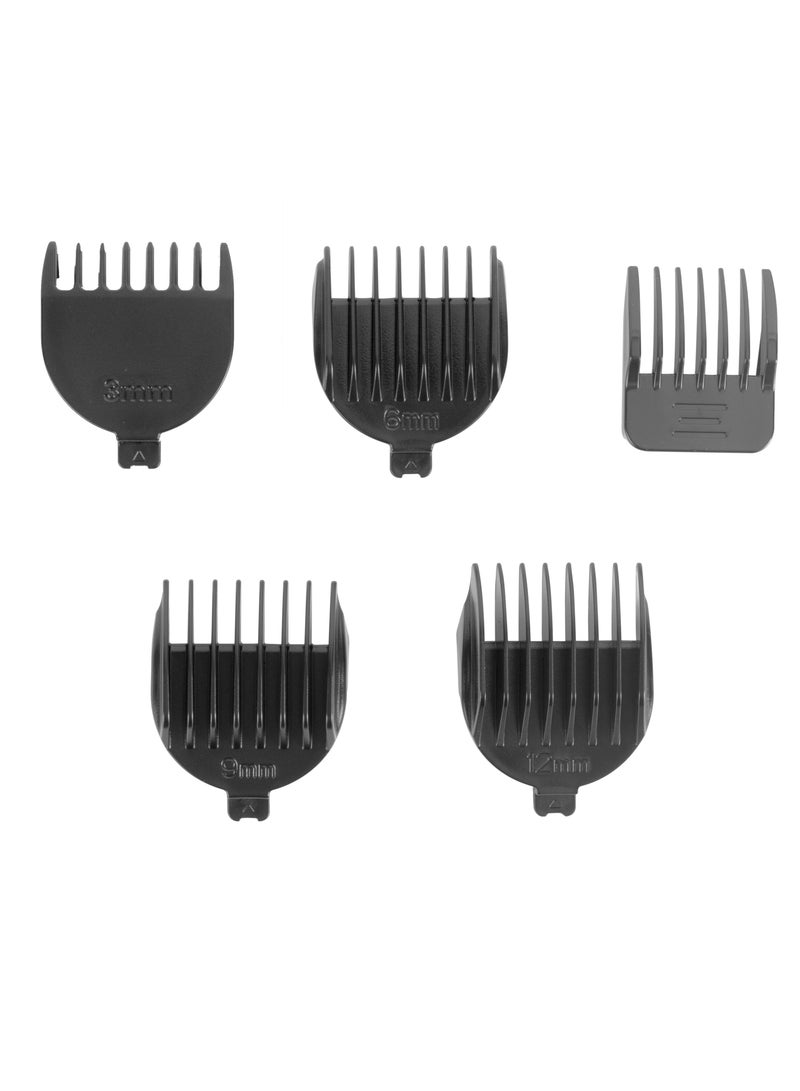 11-IN-1 Rechargeable Digital Grooming Set with Novel LED Display- KNTR6154N| With 6 Interchangeable Heads and 4 Comb Attachments| Includes a Charging Stand| Prefect for Home and Professional Styling Black