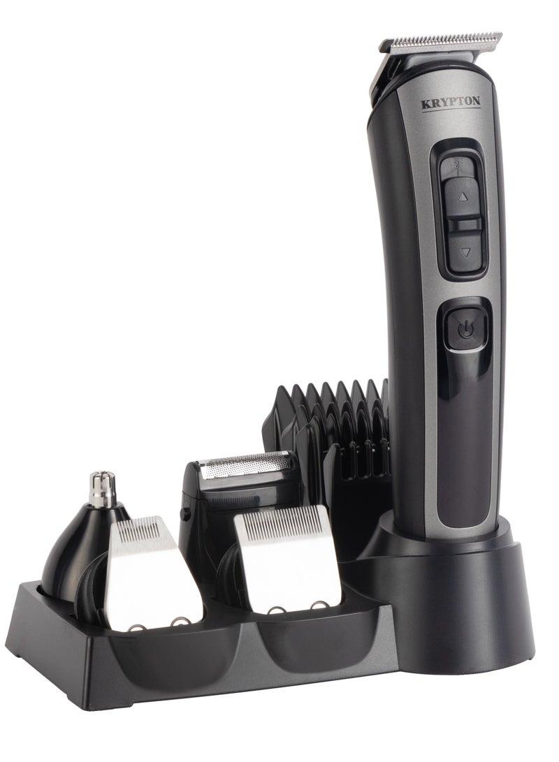 11-IN-1 Rechargeable Digital Grooming Set with Novel LED Display- KNTR6154N| With 6 Interchangeable Heads and 4 Comb Attachments| Includes a Charging Stand| Prefect for Home and Professional Styling Black