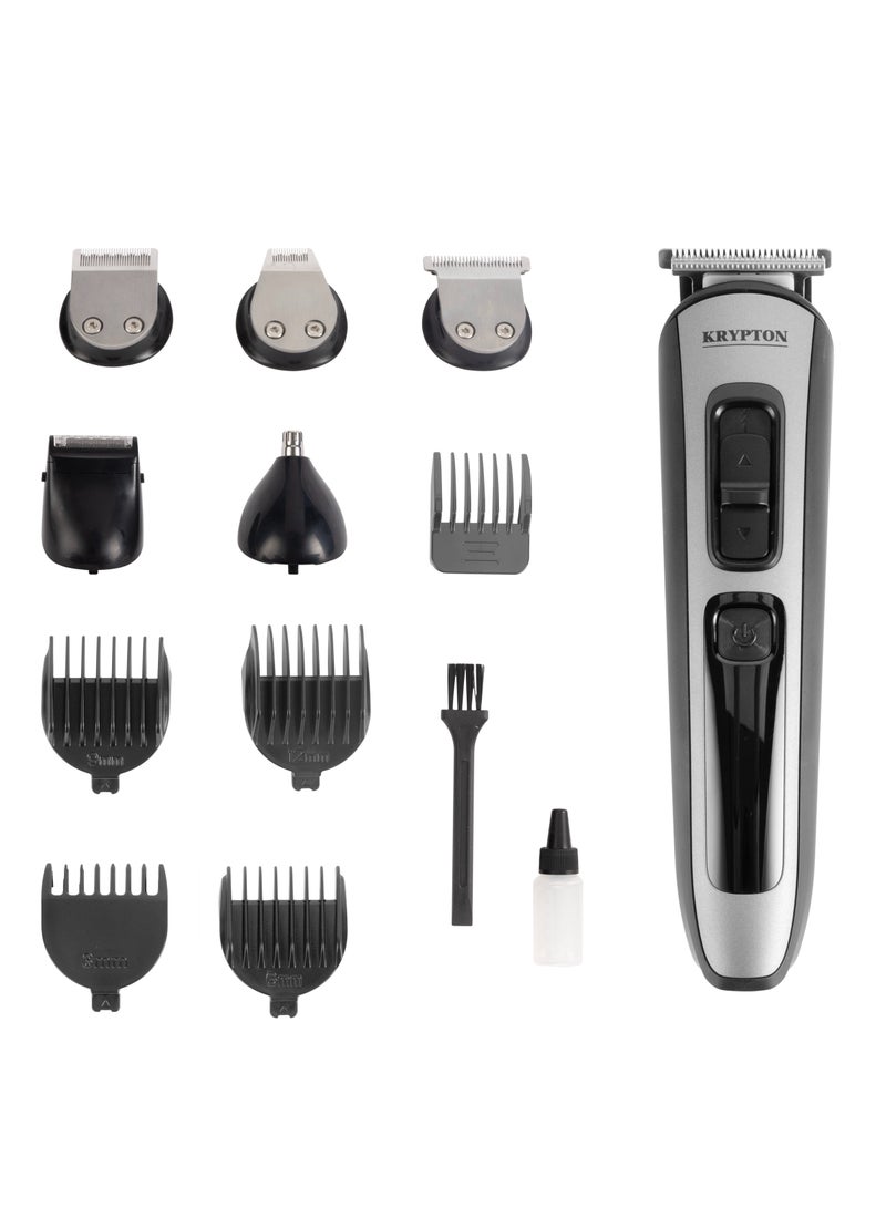 11-IN-1 Rechargeable Digital Grooming Set with Novel LED Display- KNTR6154N| With 6 Interchangeable Heads and 4 Comb Attachments| Includes a Charging Stand| Prefect for Home and Professional Styling Black