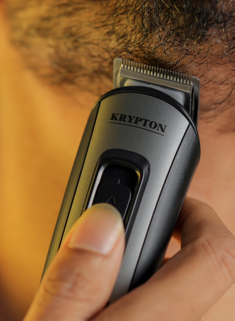 11-IN-1 Rechargeable Digital Grooming Set with Novel LED Display- KNTR6154N| With 6 Interchangeable Heads and 4 Comb Attachments| Includes a Charging Stand| Prefect for Home and Professional Styling Black