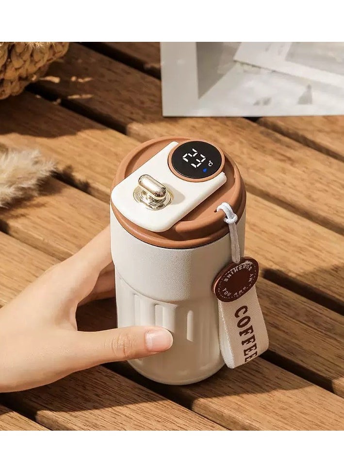 Coffee Cup With Temperature Display, Portable Led Temperature Display Cup Water Bottle, Large Capacity Stainless Steel Insulated Water Cup, Durable Thermal Coffee Mug, (Coffee Color)