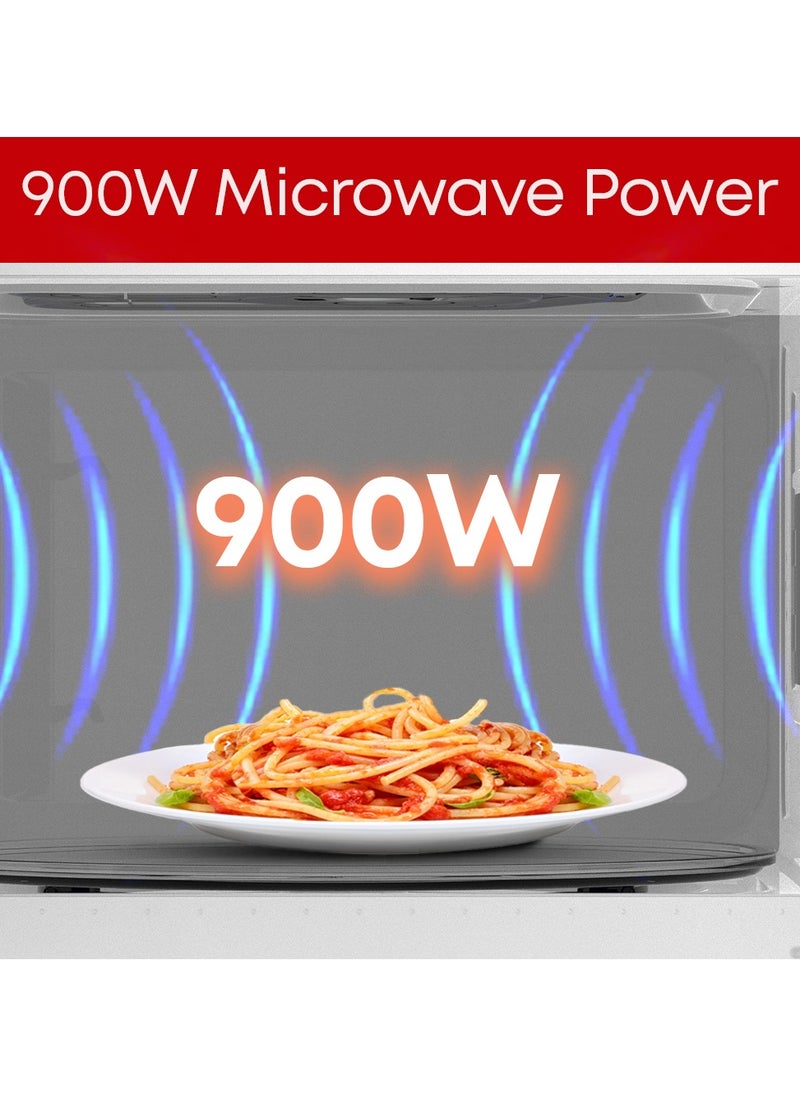 Tornado 30 Liters Digital Microwave Oven 3 in 1 with Grill function 10 Power Levels, 900W, Touch Control panel, Child-Safety-Lock, Defrost Function, 8 Auto cooking function, Silver, TWDG-30L-S-E