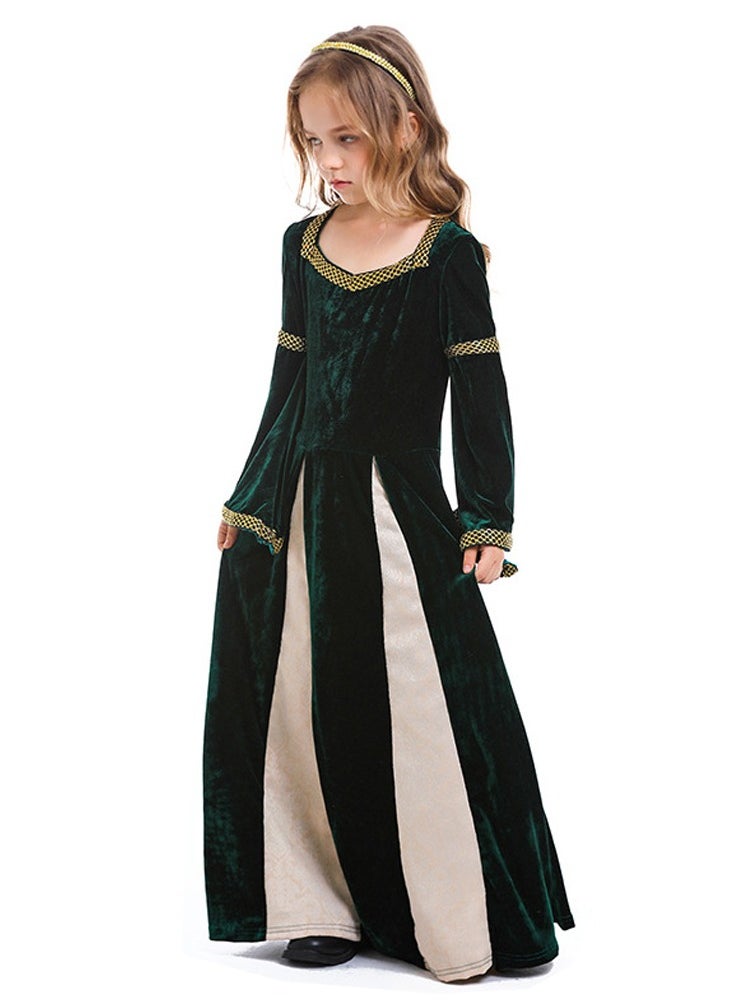 girls retro medieval girls clothing,palace style trumpet sleeve long dress