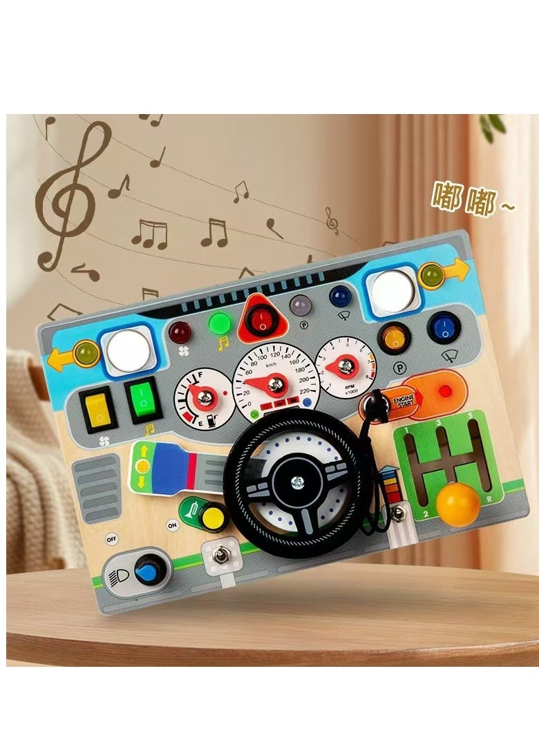 Factory Price Wooden Toddlers Simulated Car Dashboard With LED Lights and Car Sounds
