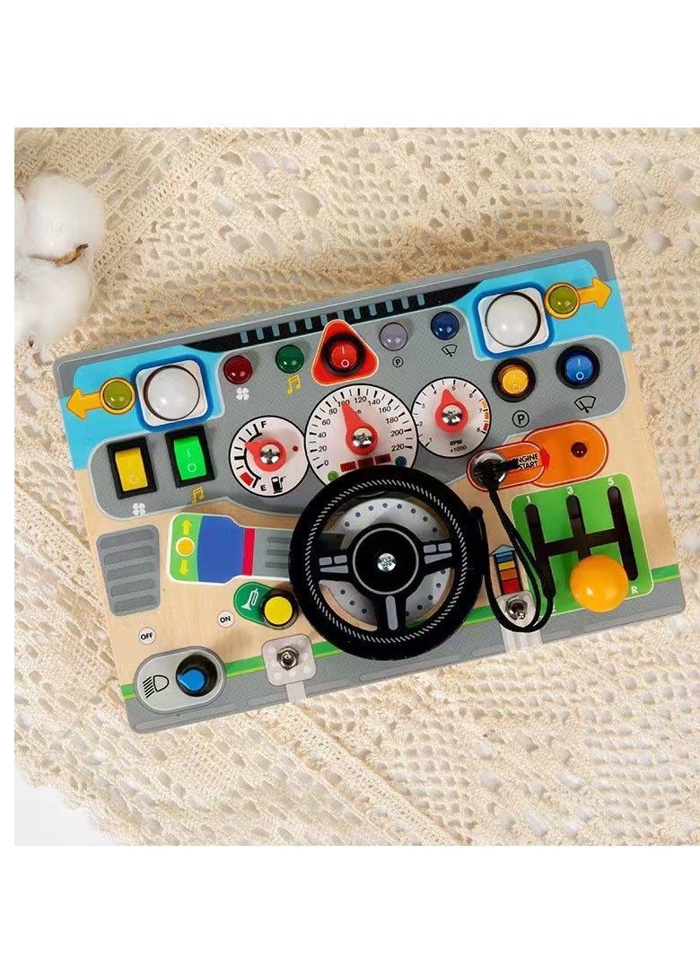 Factory Price Wooden Toddlers Simulated Car Dashboard With LED Lights and Car Sounds