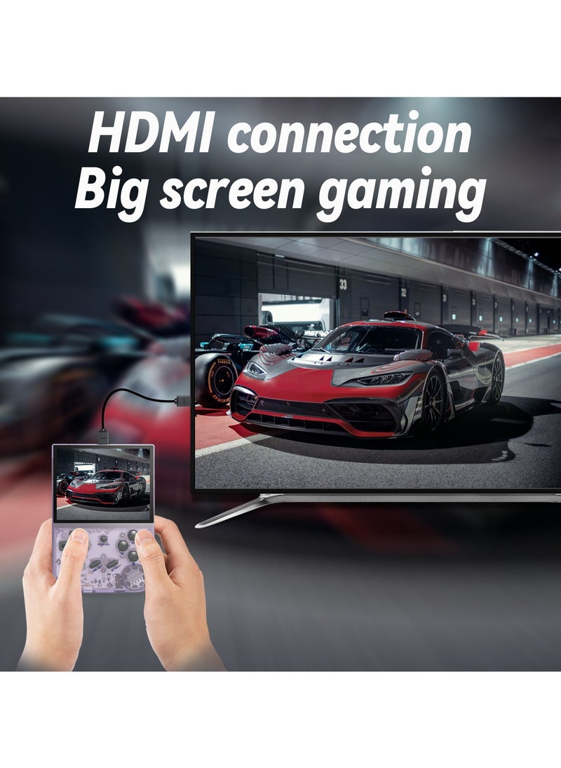 ANBERNIC RG35XX 2024 New Retro Handheld Game Console Linux System HDTV Output 3.5 Inch IPS Screen 64G TF Card 5500+ Classic Games 2600mAh Battery Purple