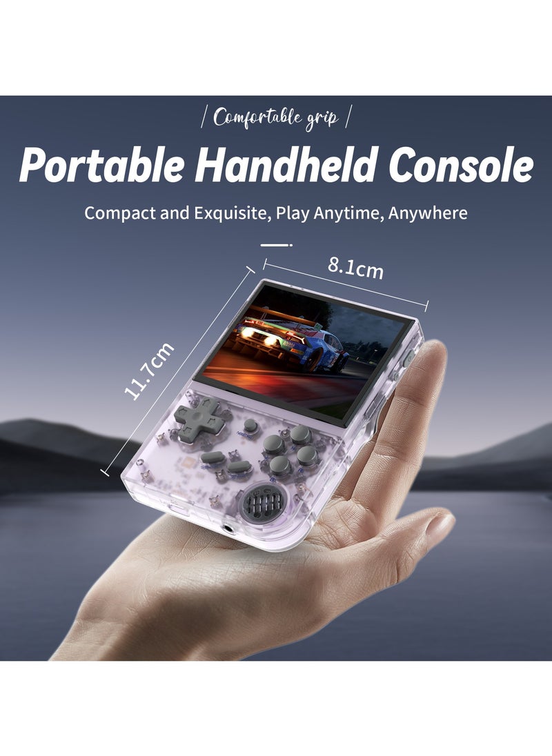 ANBERNIC RG35XX 2024 New Retro Handheld Game Console Linux System HDTV Output 3.5 Inch IPS Screen 64G TF Card 5500+ Classic Games 2600mAh Battery Purple