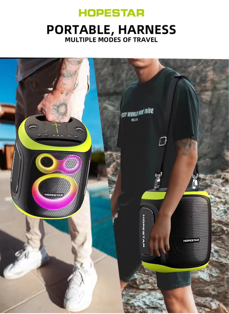 Party 130 Portable Bluetooth Speaker with 120W Powerful Audio, 80W Bass Horn, Dual Wireless Microphones, IPX5 Waterproof, 22000mAh Battery, 10-Hour Playback – Perfect for Outdoor Parties, Karaoke, and Events