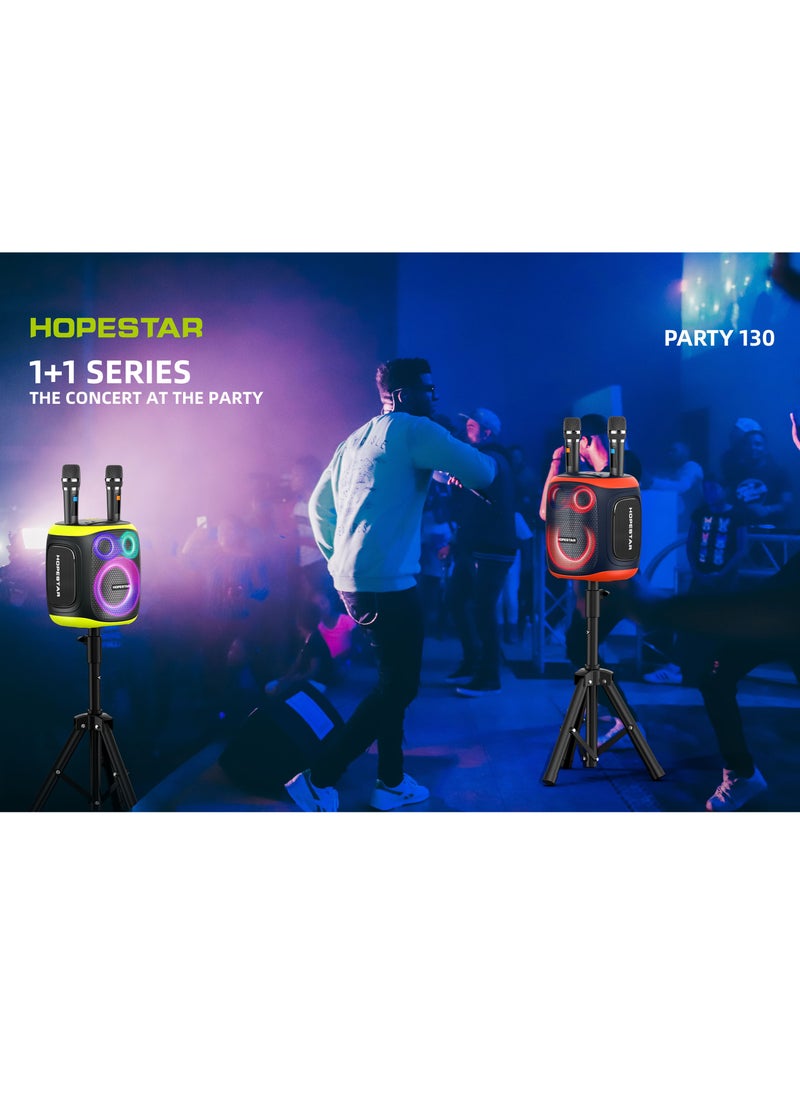 Party 130 Portable Bluetooth Speaker with 120W Powerful Audio, 80W Bass Horn, Dual Wireless Microphones, IPX5 Waterproof, 22000mAh Battery, 10-Hour Playback – Perfect for Outdoor Parties, Karaoke, and Events