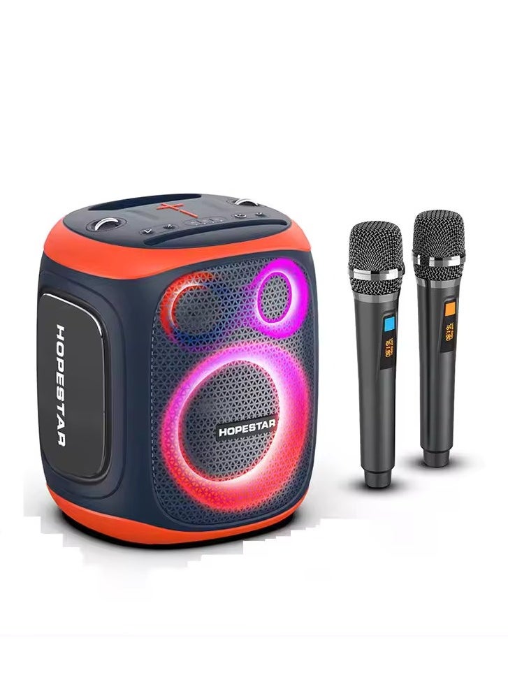 Party 130 Portable Bluetooth Speaker with 120W Powerful Audio, 80W Bass Horn, Dual Wireless Microphones, IPX5 Waterproof, 22000mAh Battery, 10-Hour Playback – Perfect for Outdoor Parties, Karaoke, and Events