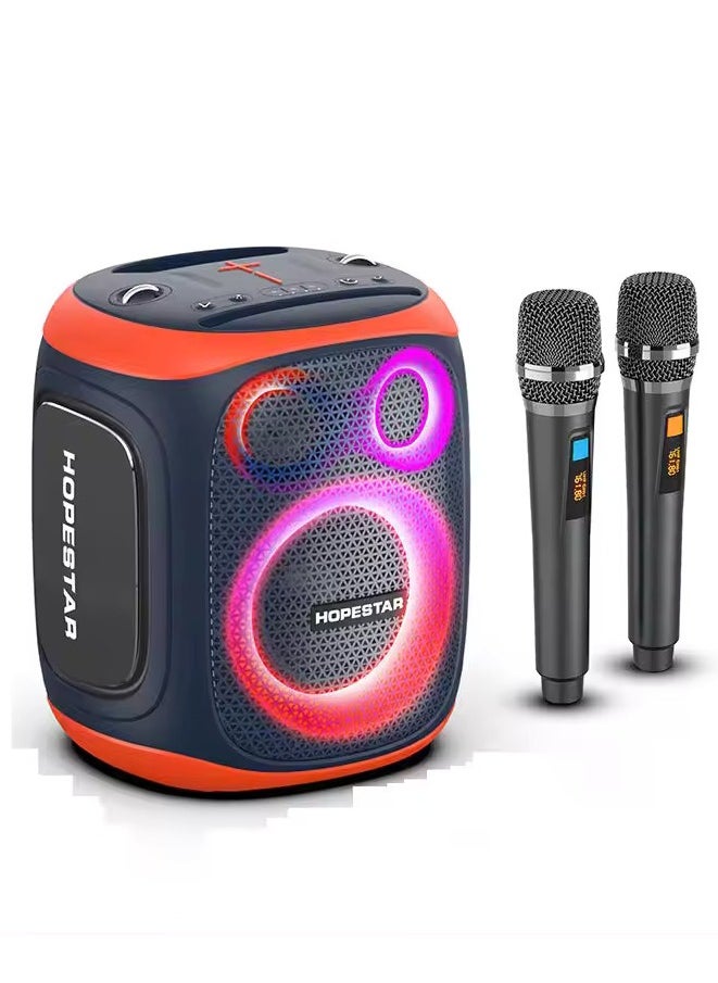 Party 130 Portable Bluetooth Speaker with 120W Powerful Audio, 80W Bass Horn, Dual Wireless Microphones, IPX5 Waterproof, 22000mAh Battery, 10-Hour Playback – Perfect for Outdoor Parties, Karaoke, and Events