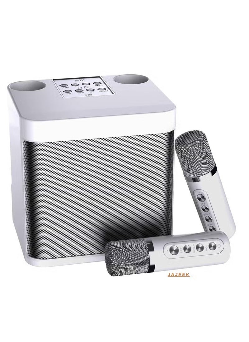 Mini Karaoke Machine for Adults and Kids | Portable Bluetooth Karaoke Speaker for TV | 2 Wireless Microphones | PA Speaker System for Indoor & Outdoor Parties, Singing, Family Events (Off White)