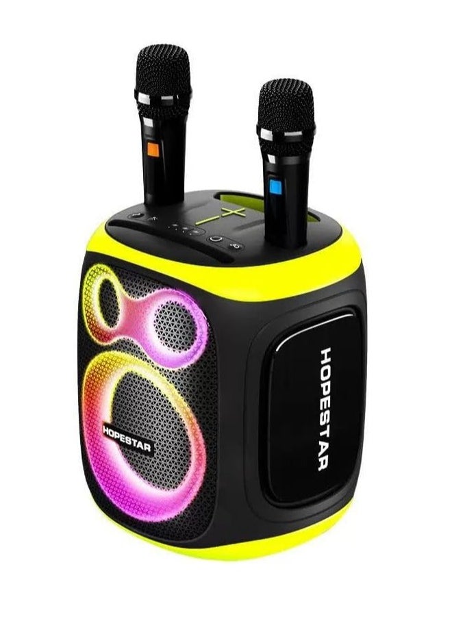 Party 130 Portable Bluetooth Speaker with 120W Powerful Audio, 80W Bass Horn, Dual Wireless Microphones, IPX5 Waterproof, 22000mAh Battery, 10-Hour Playback – Perfect for Outdoor Parties, Karaoke, and Events